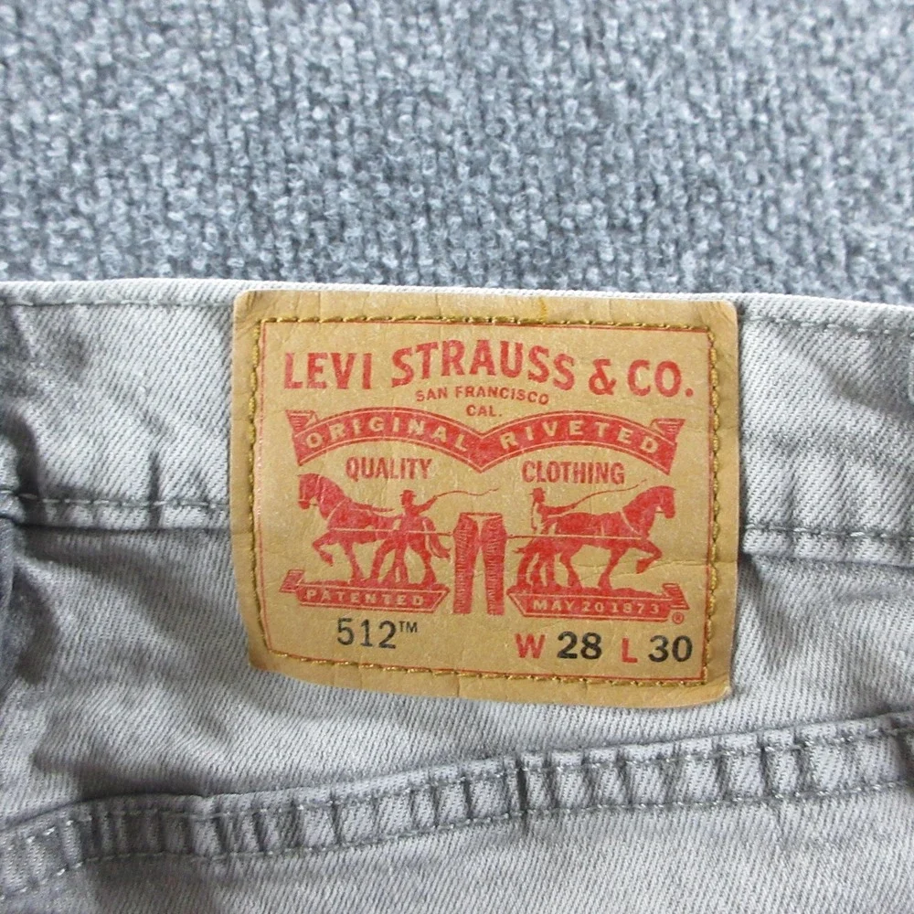 Levis 512 Jeans Mens 28x28 Gray Slim Tapered Light Wash Distressed Stretch Denim